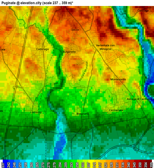 Puginate elevation map