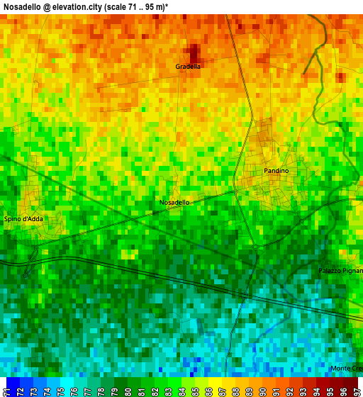 Nosadello elevation map