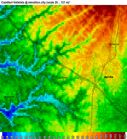 Camilleri-Vallelata elevation map