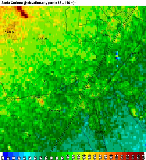 Santa Corinna elevation map