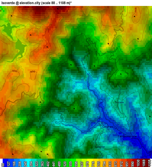 Isoverde elevation map