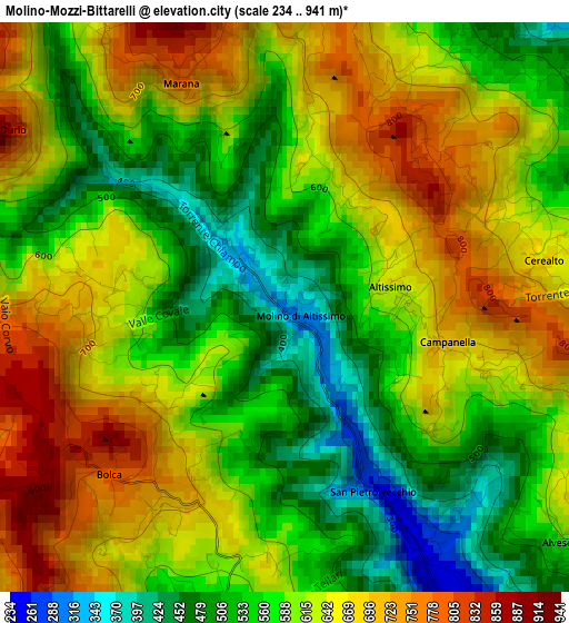 Molino-Mozzi-Bittarelli elevation map