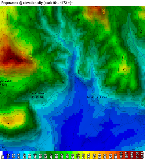 Prepezzano elevation map