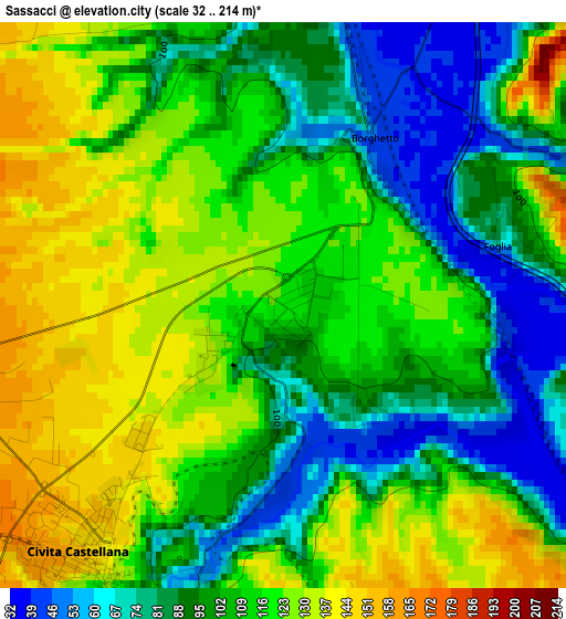 Sassacci elevation map