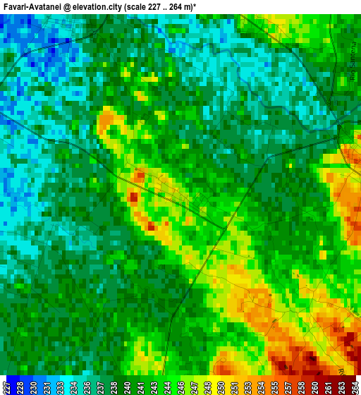 Favari-Avatanei elevation map