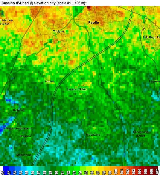 Cassino d'Alberi elevation map