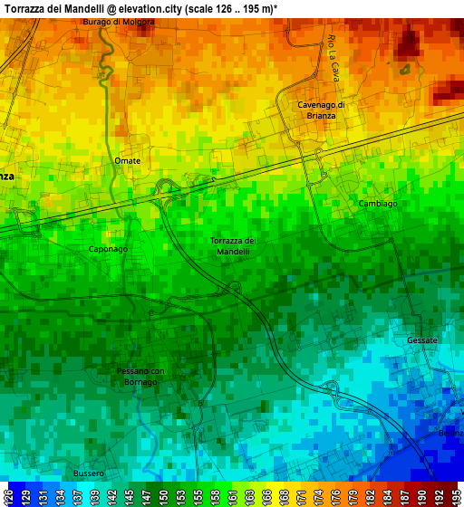 Torrazza dei Mandelli elevation map