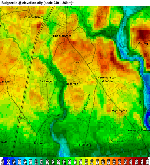 Bulgorello elevation map