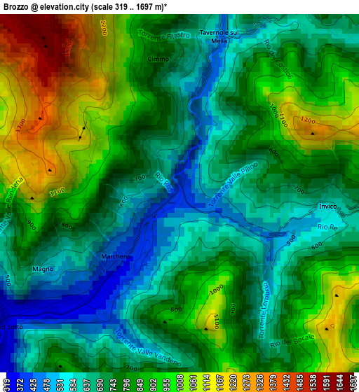 Brozzo elevation map