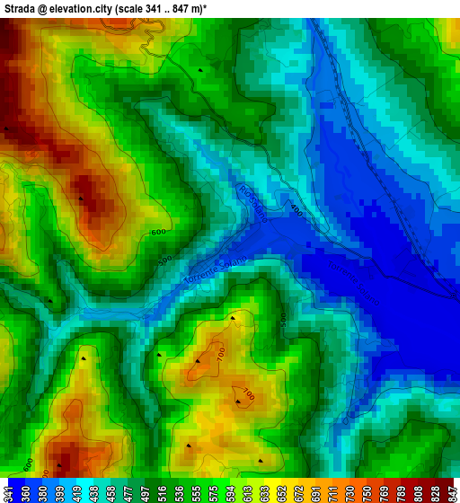 Strada elevation map