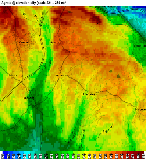 Agrate elevation map