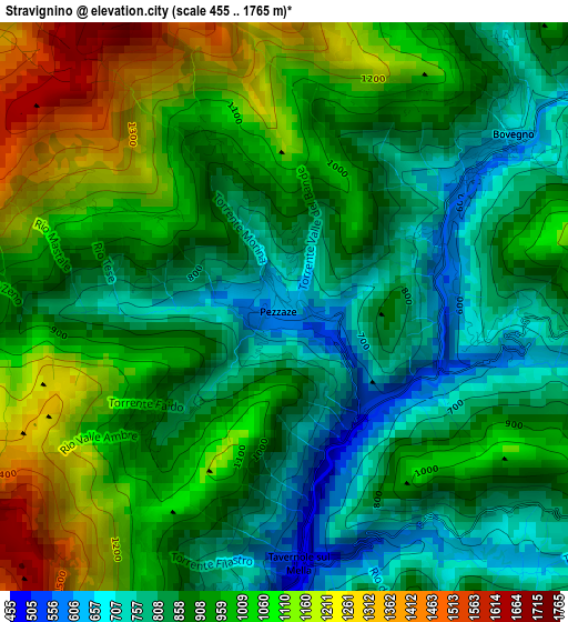 Stravignino elevation map