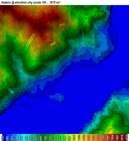 Azzano elevation map