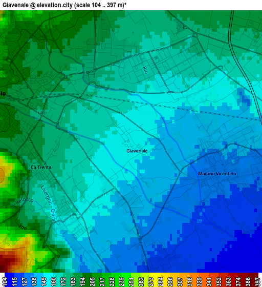 Giavenale elevation map