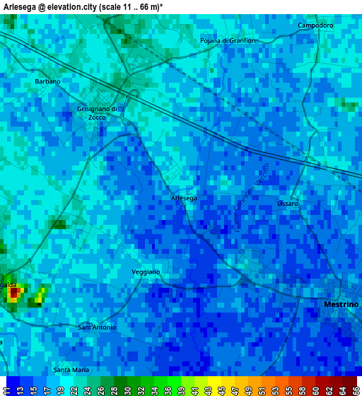 Arlesega elevation map