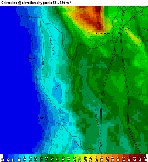 Calmasino elevation map