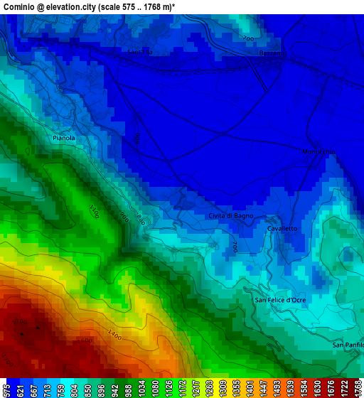 Cominio elevation map