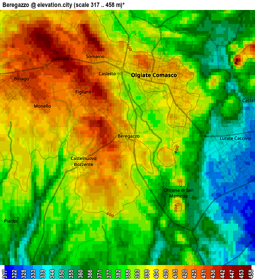 Beregazzo elevation map