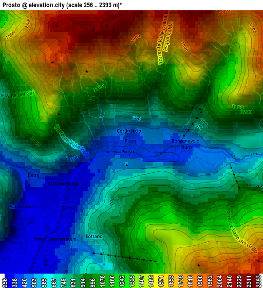 Prosto elevation map