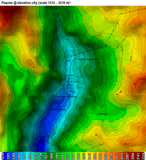 Paquier elevation map