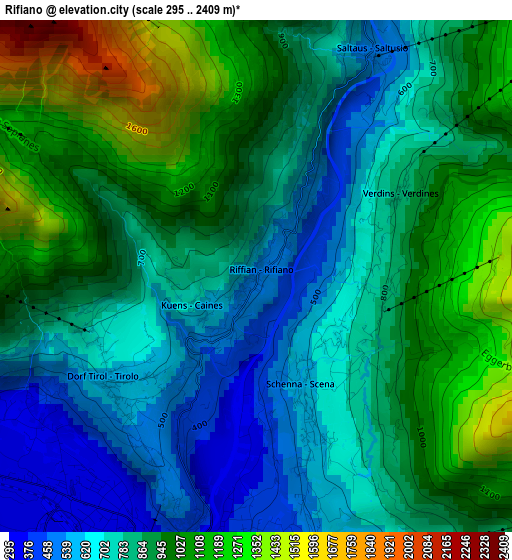 Rifiano elevation map