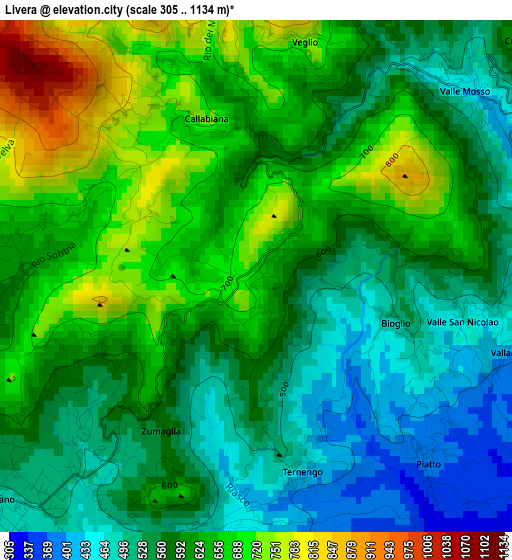 Livera elevation map