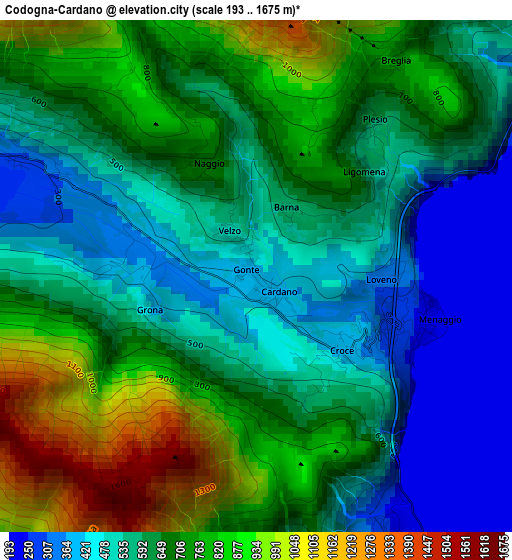 Codogna-Cardano elevation map