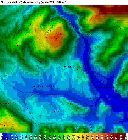 Sottocastello elevation map