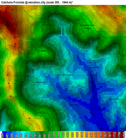 Calchera-Frontale elevation map