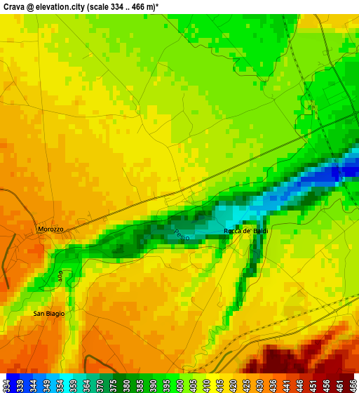 Crava elevation map