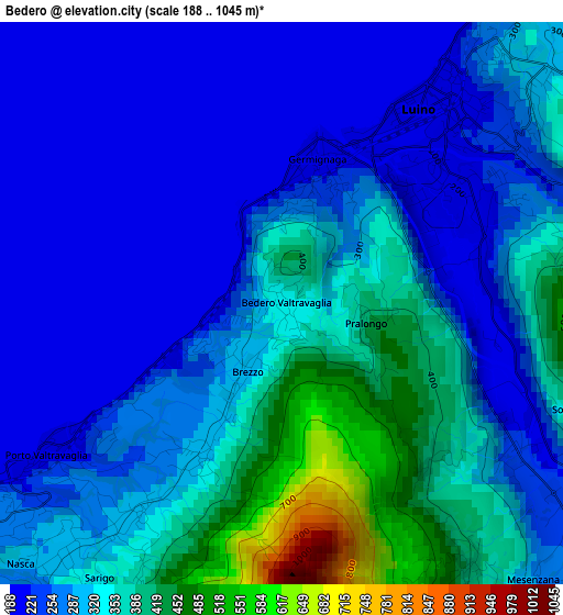 Bedero elevation map