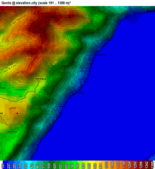 Gonte elevation map