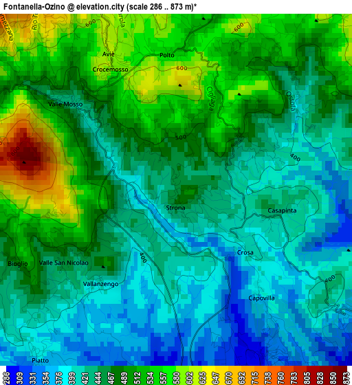 Fontanella-Ozino elevation map