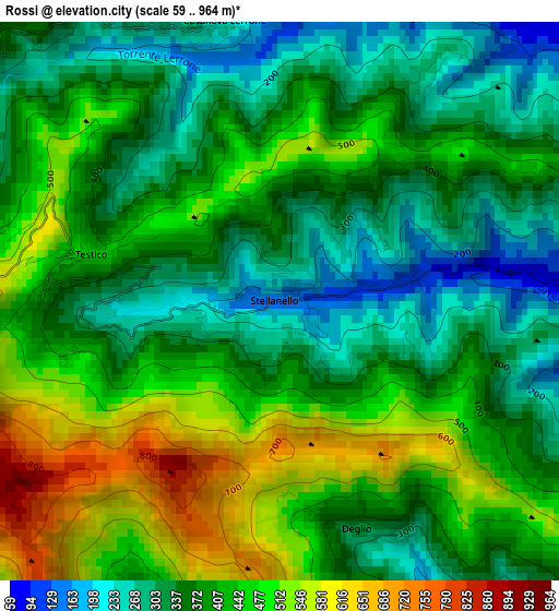 Rossi elevation map