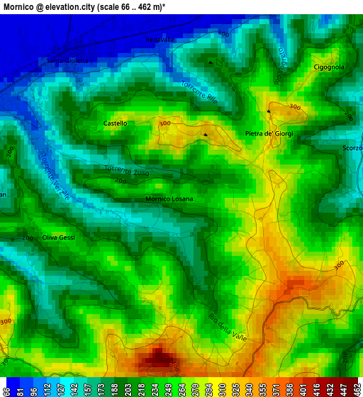 Mornico elevation map