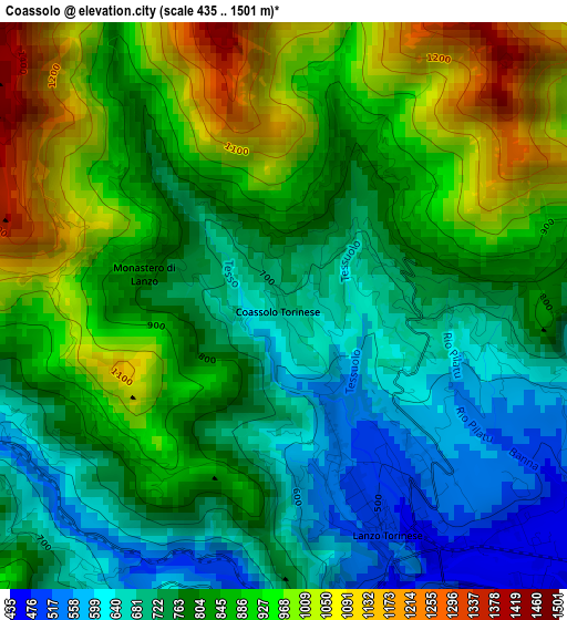 Coassolo elevation map