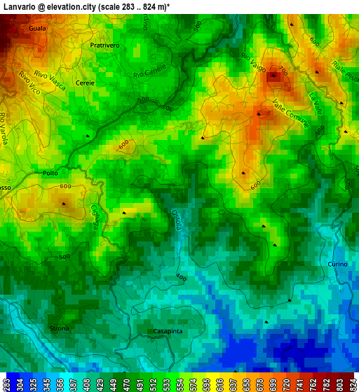 Lanvario elevation map