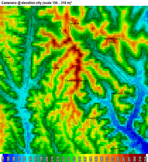 Camerano elevation map