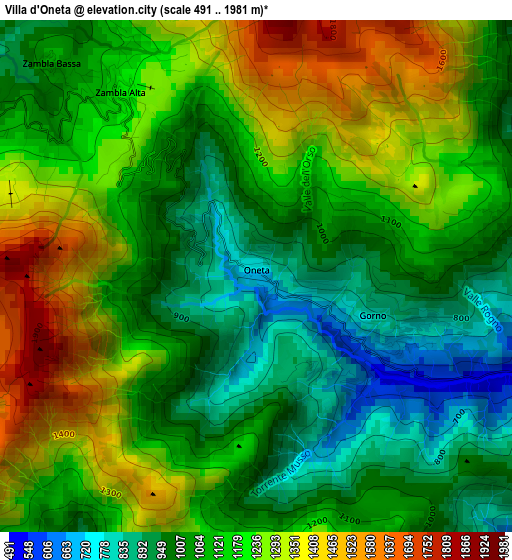 Villa d'Oneta elevation map