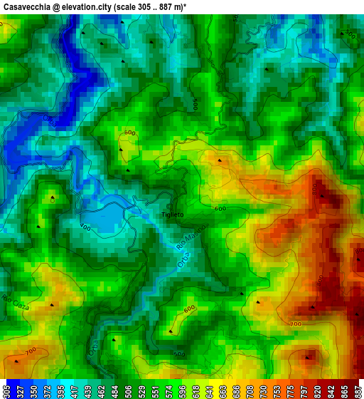 Casavecchia elevation map