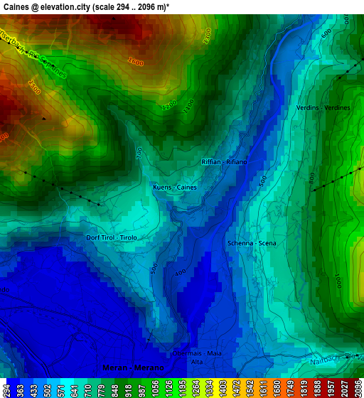 Caines elevation map