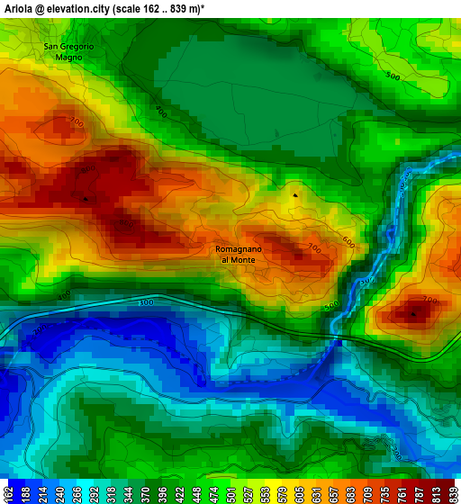 Ariola elevation map