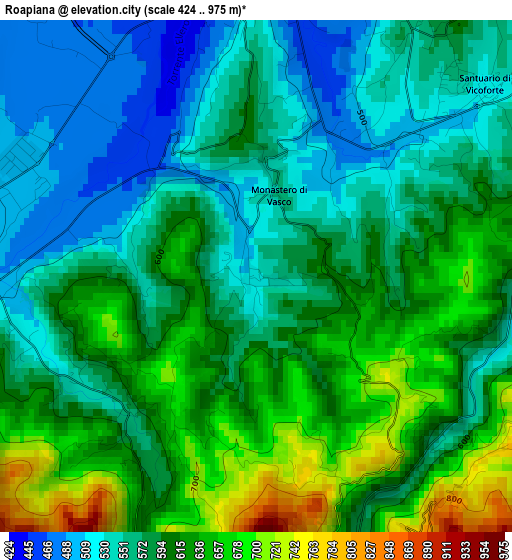 Roapiana elevation map