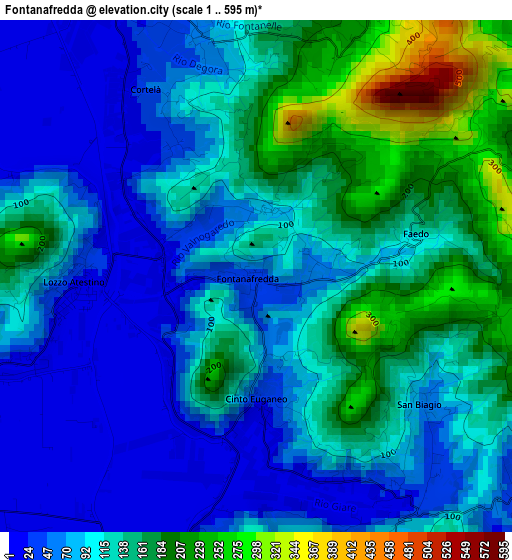 Fontanafredda elevation map