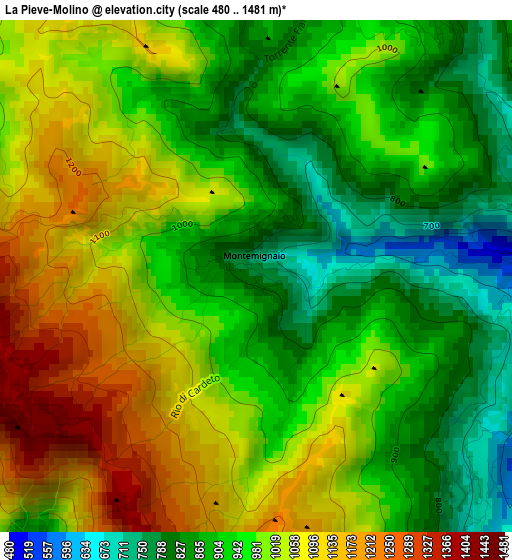 La Pieve-Molino elevation map