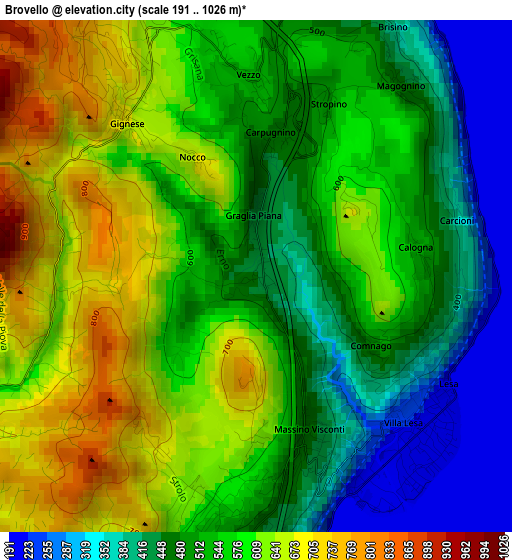 Brovello elevation map