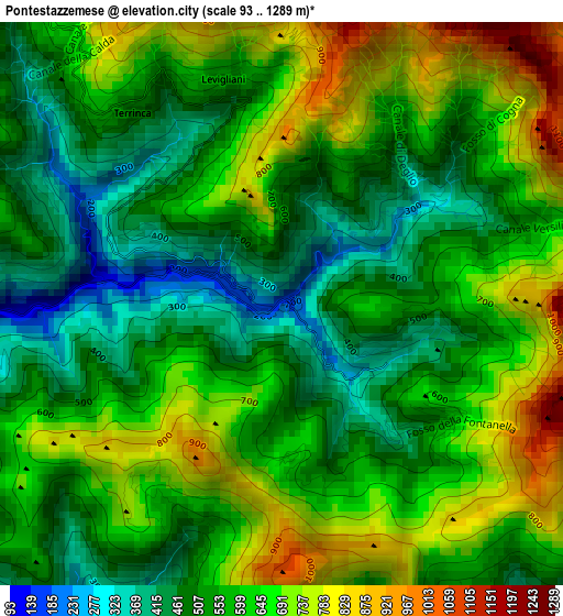 Pontestazzemese elevation map