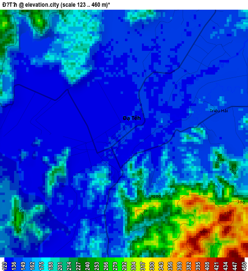 Đạ Tẻh elevation map