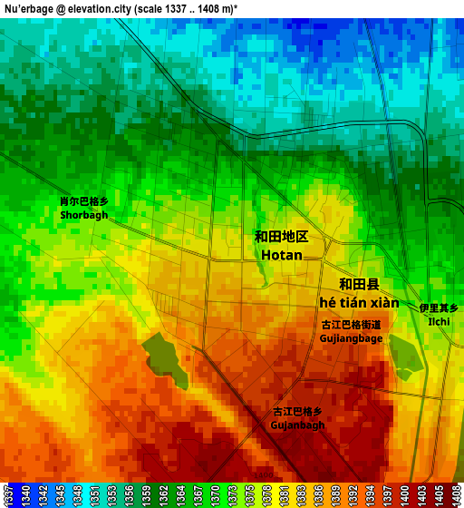 Nu’erbage elevation map