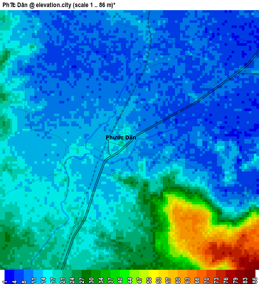 Phước Dân elevation map